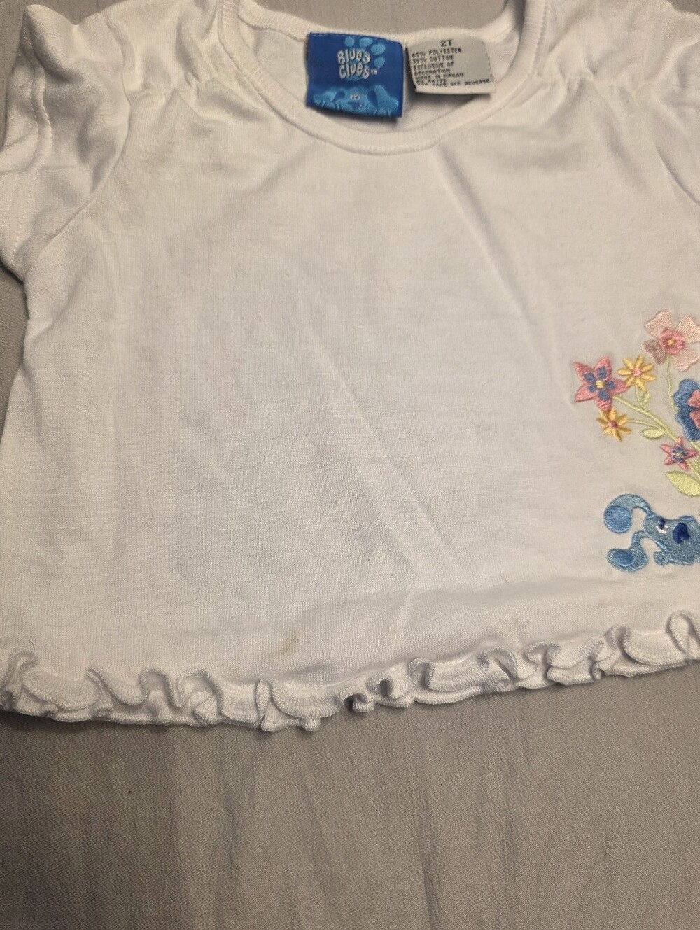 Vintage Blues Clues White Embroidered Ruffle Hem Tee - Picture 2 of 4